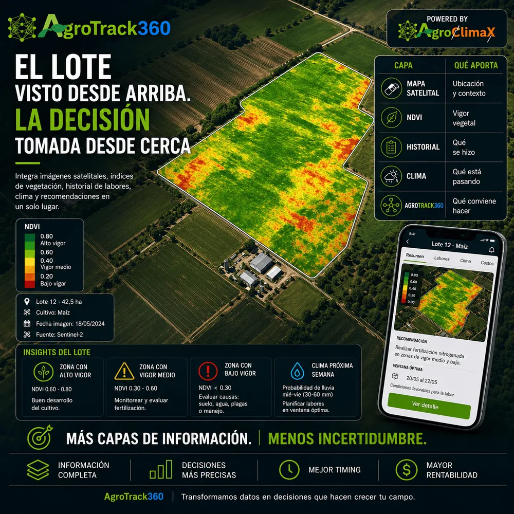AgroTrack360 — El lote visto desde arriba, la decisión desde cerca