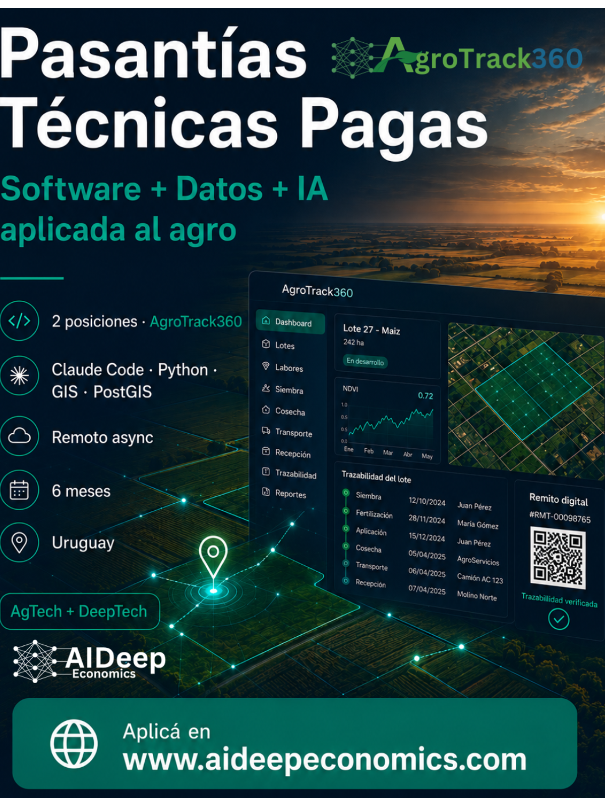 Portada de Pasantías Técnicas - Ingeniería de Software + Datos AgroTrack360